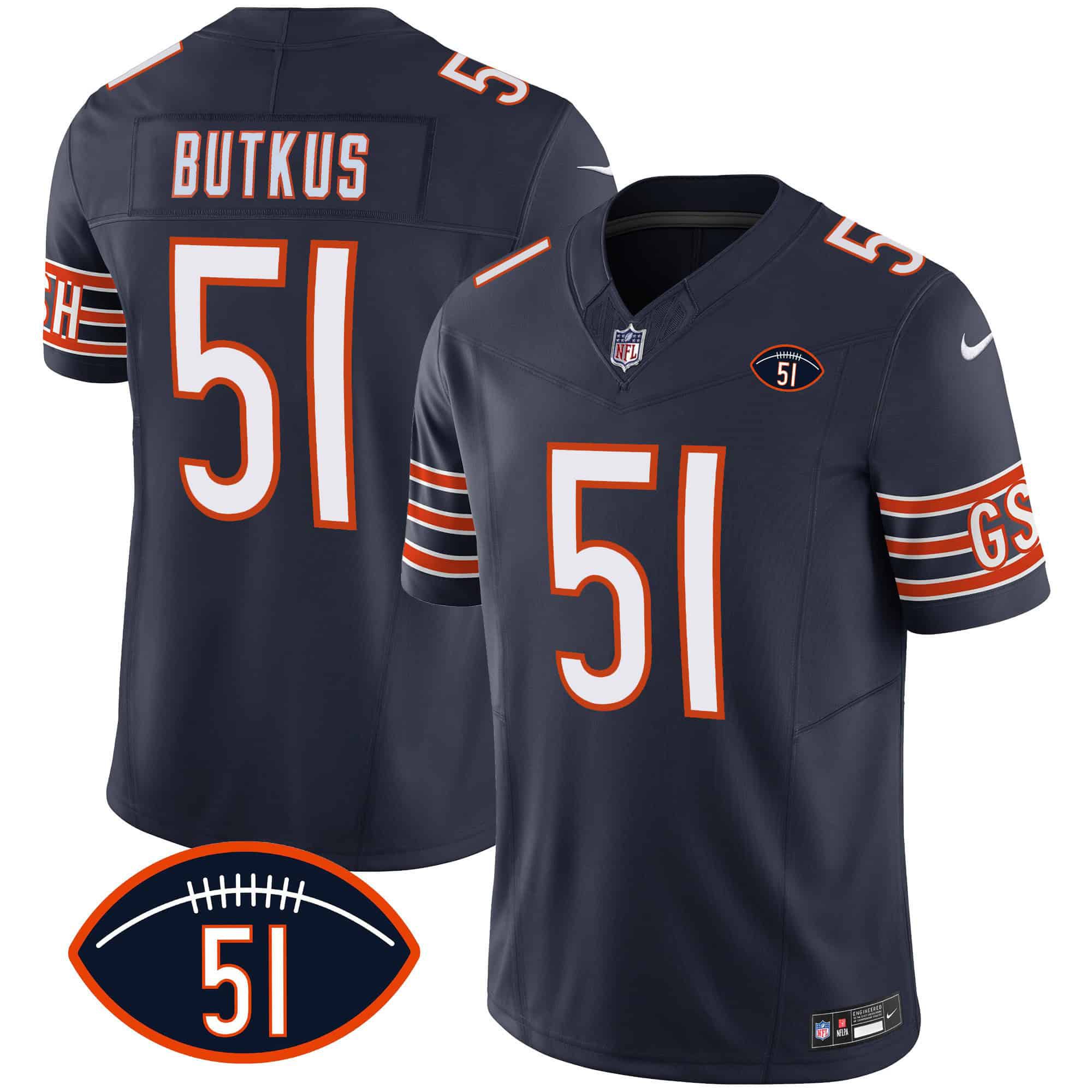 Men Chicago Bears #51 Butkus Blue 2024 Nike Patch GSH Vapor NFL Jersey style 1->indianapolis colts->NFL Jersey